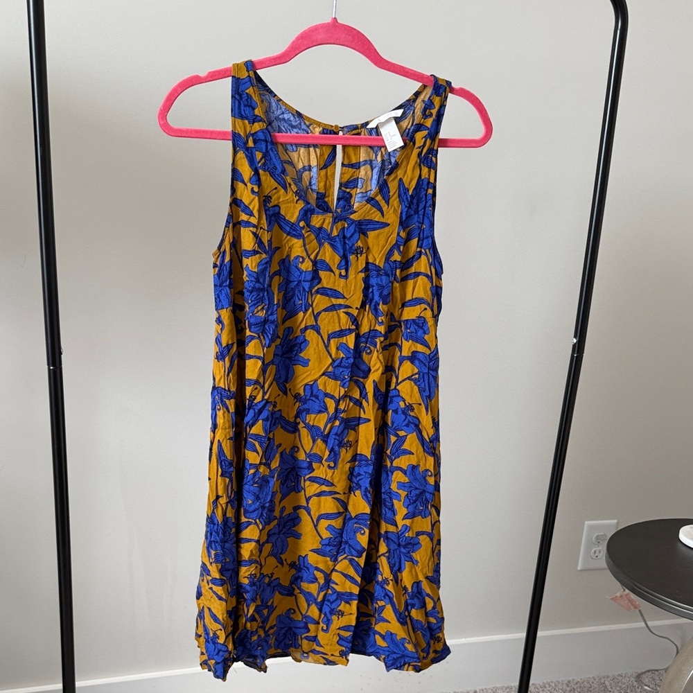 H&M Floral Blue and Yellow Dress